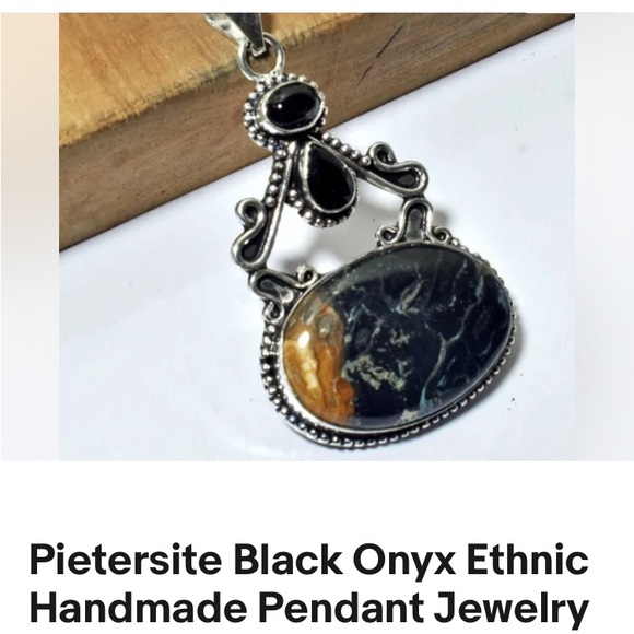 Pietericite Black Onyx Stone Pendant!!!Handmade Ethnic jewelry!!!! Brand NEW!!! - Picture 2 of 2